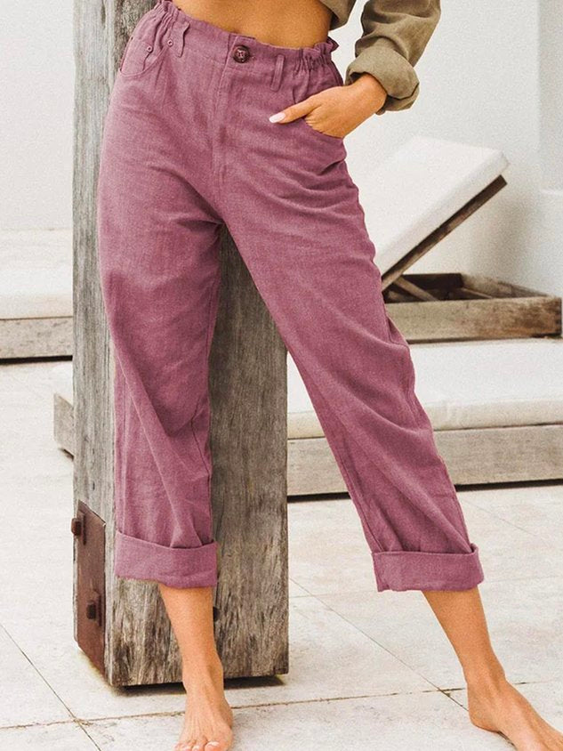 Casual Cotton Plain Linen Pants